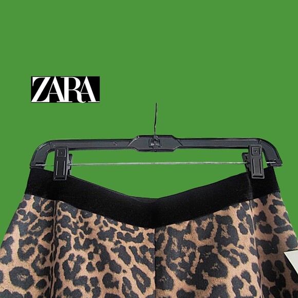 ZARA NEW Cheetah Contrast Pint Waistband Pull-On Legging M - Picture 7 of 11